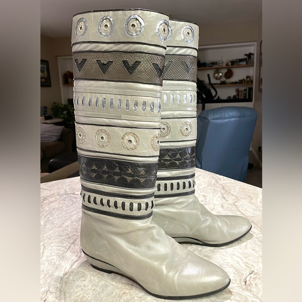 Italian leather/snake boots Eu39